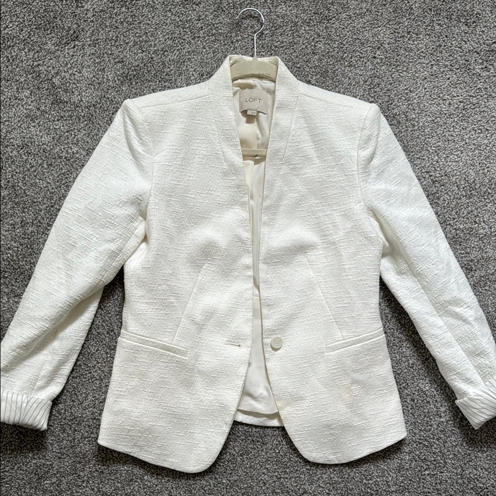 LOFT Ivory Textured Jacket